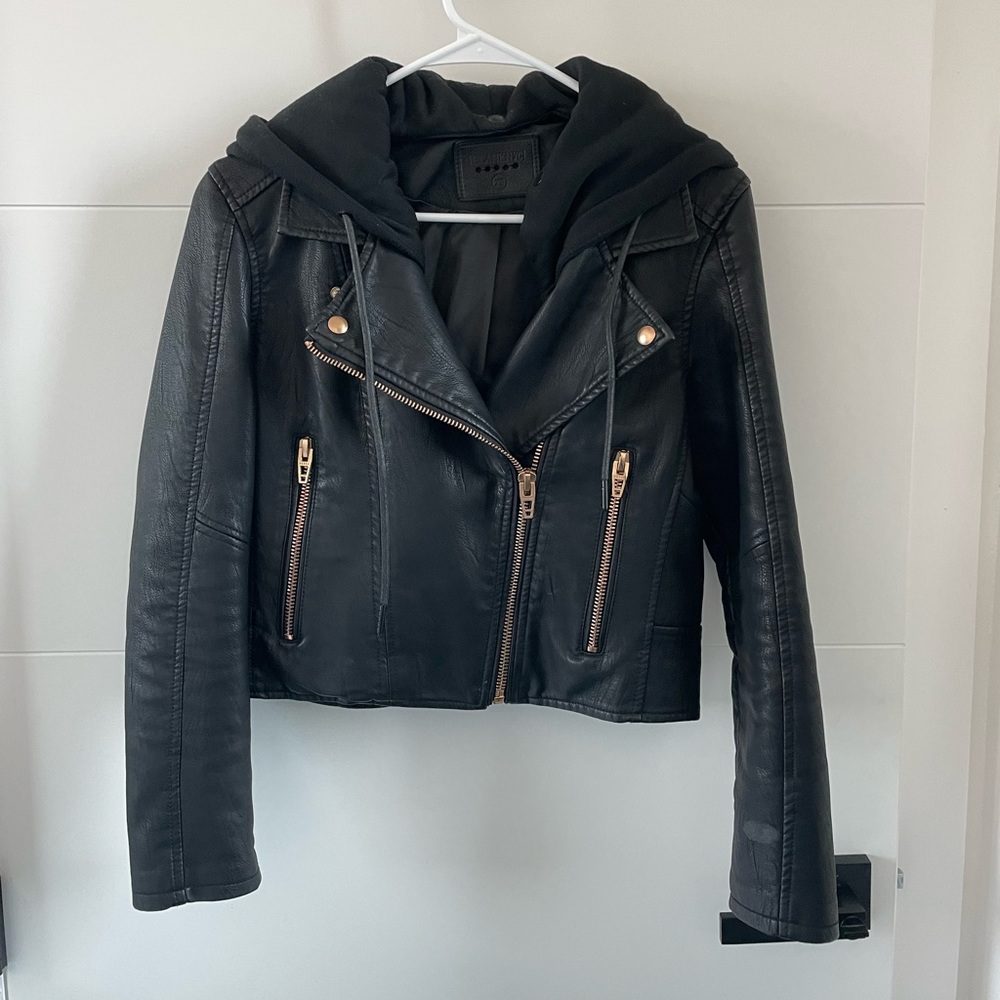 Leather Hooded Jacket